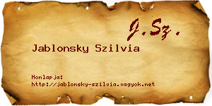 Jablonsky Szilvia névjegykártya